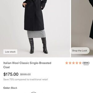 Quince Black Italian Wool Classic Single-Breasted Coat